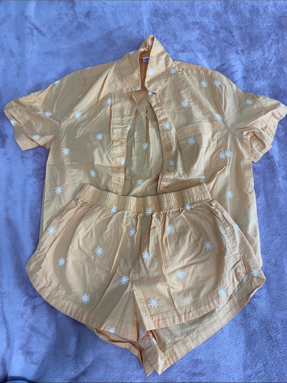 Old Navy Bright Orange Button-Down Daisy Pajama Set